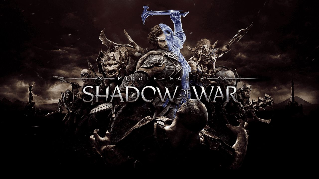 Middle-earth: Shadow of War Poster. Main Characters. Orcs. Game Logo. Talion. Celebrimbor