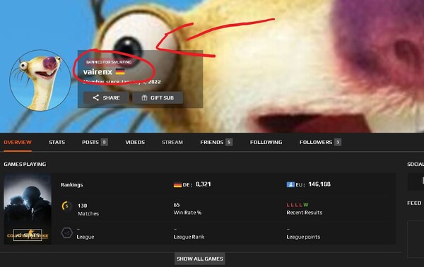 Banned faceit account smurfing